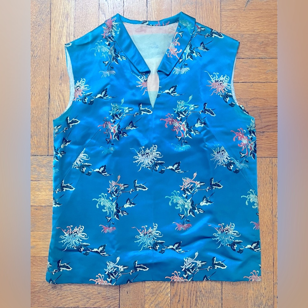 Silk chinese turquoise tunic top